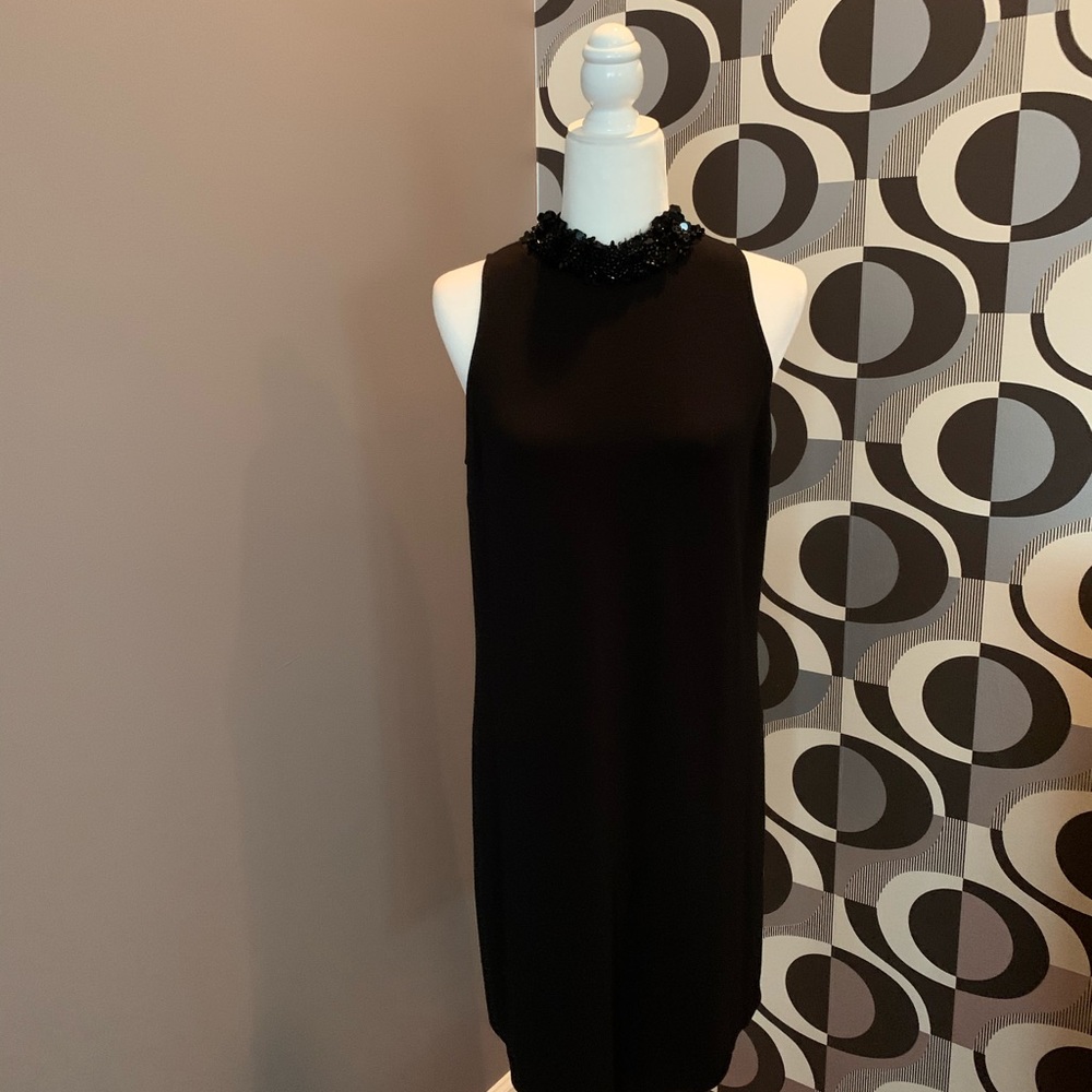 Maggy London Sequin hi-neck cocktail sheath dress